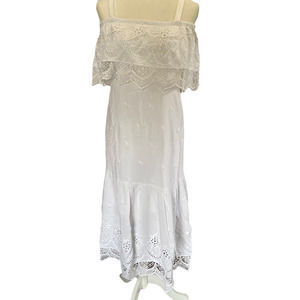 Roaman’s Eyelet Ruffle Dress White New 14W